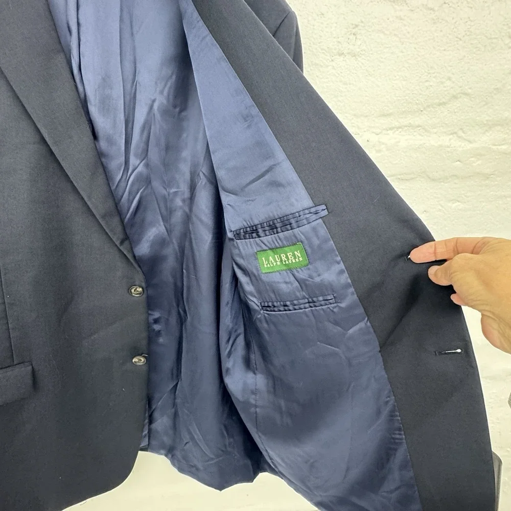 Lauren‎ Ralph Lauren Blazer Mens 50R Navy 100% Wool Two Button Canada Jacket